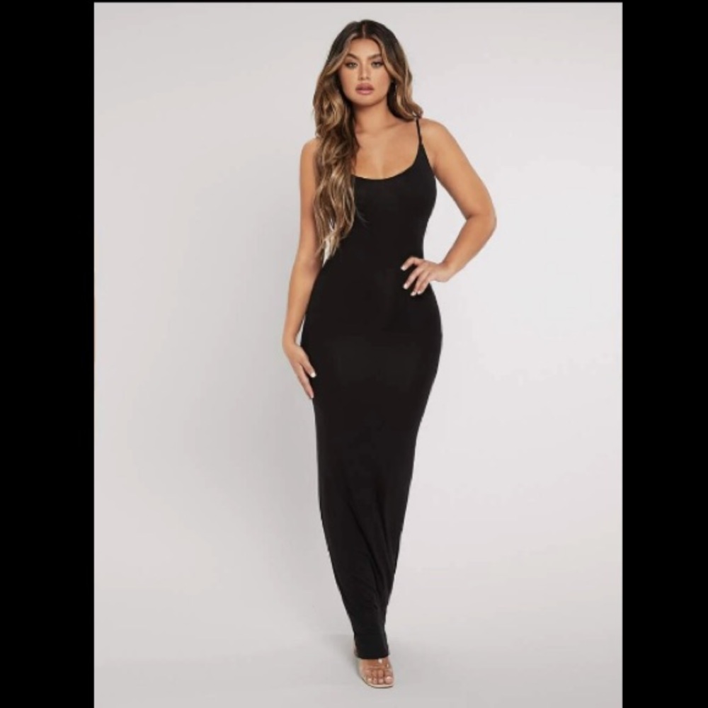 SXY  LONG Black bodycon cami dress. Brand new. Never worn